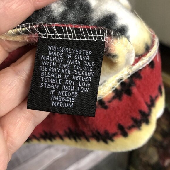 Massive Outdoor Fleece Pullover 1/4 Zip Hoodie Pocket White Aztec Print Mens M - Picture 6 of 8